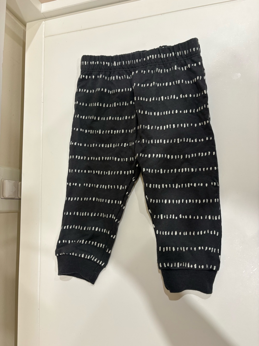 Petit Lem Black Jogger Pants with White Dash Stripes